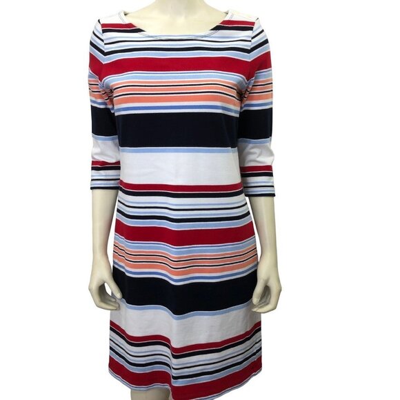 Talbots Dresses & Skirts - TALBOTS ELBOW SLEEVE STRIPED CASUAL COTTON DRESS SIZE SM PET